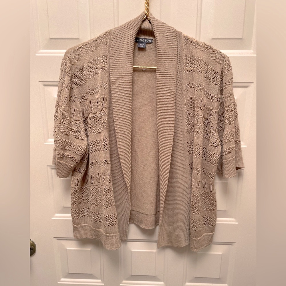 Short sleeve shawl collar cardigan